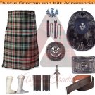 Scottish Traditional Mackenzie Weathered Tartan 8 Yard kilt outfit for men Kilt & accessories