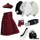Scottish Macdonald Tartan Kilt Set 8 Yards 9-Pieces kilt accessories for Men Outfit