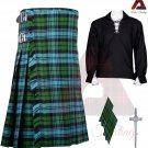 Scottish Men's Campbell Ancient Tartan 8 Yard KILTS Highland Casual Kilt Shirt- flashes - Pin