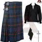 Scottish Men's Gunn Tartan 8 Yard KILTS Highland Casual Kilt Shirt- flashes - Pin