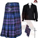 Scottish Men's Pride of Scotland Tartan 8 Yard KILTS Highland Casual Kilt Shirt- flashes - Pin
