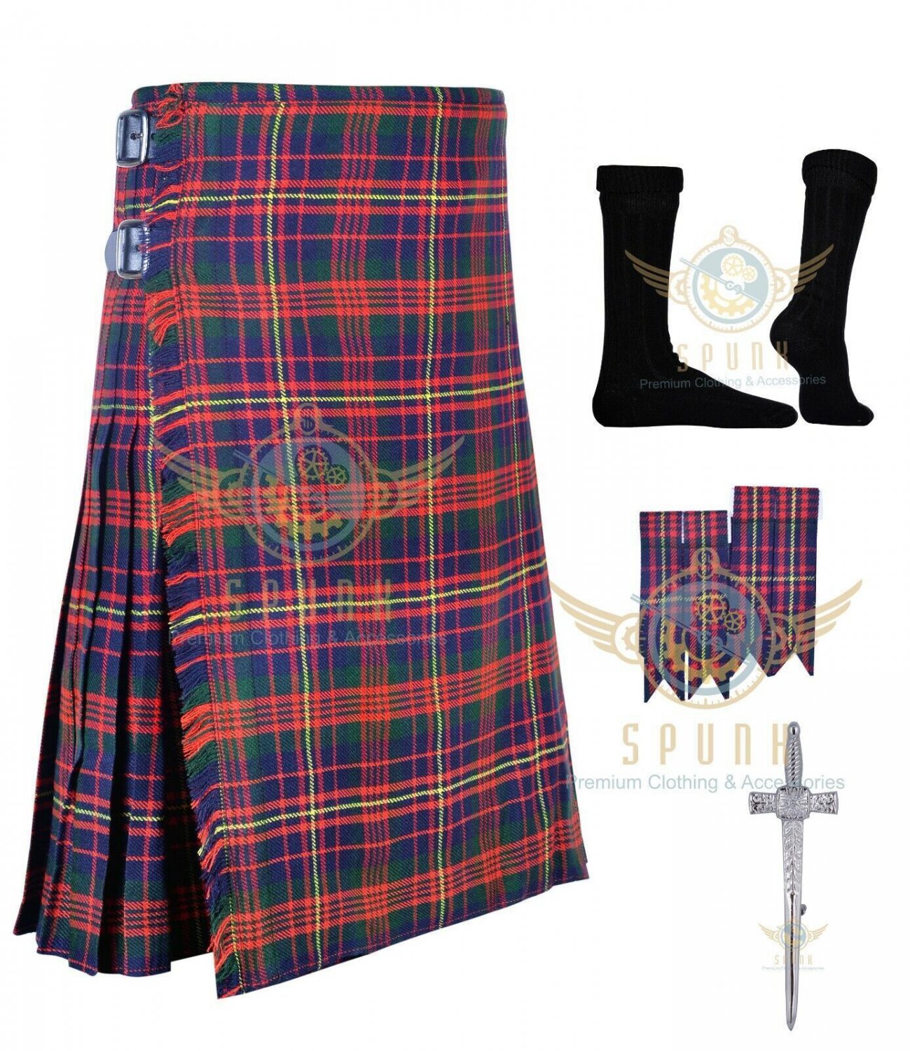 Scottish Men's Traditional 8 Yard Kilt Cameron Tartan KILTS - Flashes ...