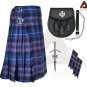 Scottish 8 Yard Pride of Scotland Tartan Kilt Highland Weeding kilts With Kilt Pin Sporran Flashes