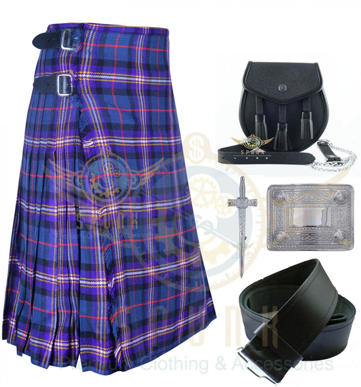 Scottish Traditional Kilts - Highland Masonic Tartan 8 yard kilt Package