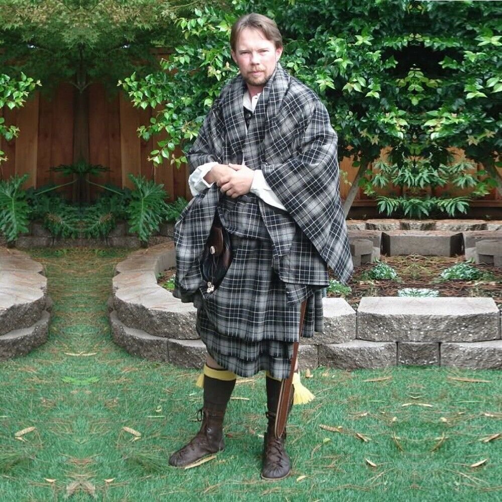 Scottish Traditional Great Kilts Highland Blue Douglas tartan 5 yard Great Kilt