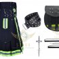 Firefighter BLACK Utility KILT Fireman Tactical Duty Kilts With Leather Belt & Sporran