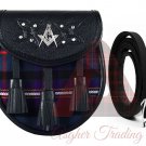 Scottish Masonic Tartan Semi Dress KILT SPORRAN With Real Leather Sporran Belt
