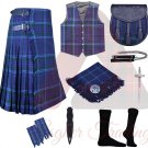 Mens Traditional Highland Spirit of Scotland Tartan 8 Yard Kilt With Accessories