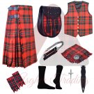 Scottish Traditional Highland MacGregor Tartan 8 Yard Kilt With Accessories