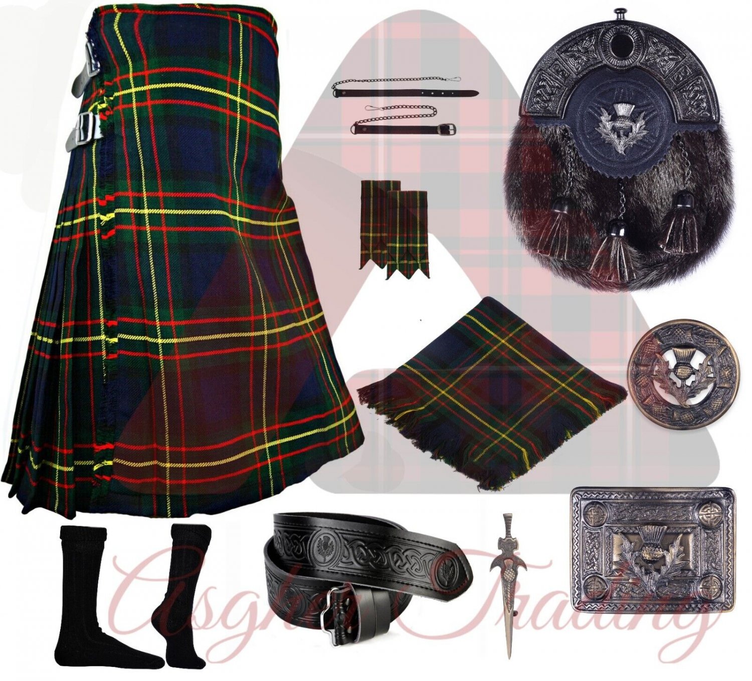 Highland Scottish Traditional MEN 8 YARD Kilt MacLaren TARTAN Kilt & Accessories