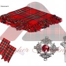 Scottish Traditional Royal Stewart Tartan kilt Fly plaid - kilt Flashes Thistle kilt Pin Brooch