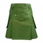 Scottish Handmade Utility Kilt Men Olive Green Utility Kilt Deluxe Hybrid Kilt