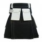 Handmade Utility Kilt For Men Black & White Utility Kilt Working Kilt Hybrid Kilt