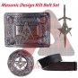Scottish Traditional Masonic Design Kilt Belt - Real Leather kilt Belt - Buckle Kilt Pin Brooch