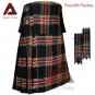 Scottish Handmade Traditional 8 Yard Kilt Black Stewart Tartan Kilt For Men's Free Flashes