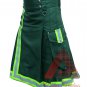 Scottish Handmade kilt Solid Green Cotton Utility kilt Men's Custom Size kilts