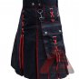 Scottish Handmade Red Pleats Hybrid Kilt 100% Cotton Jeans Utility Kilt For Men