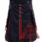 Scottish Handmade Red Pleats Hybrid Kilt 100% Cotton Jeans Utility Kilt For Men