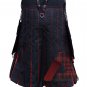 Scottish Handmade Red Pleats Hybrid Kilt 100% Cotton Jeans Utility Kilt For Men