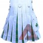 Men's Handmade Scottish Irish Green Tartan With White Cotton Hybrid Utility kilt