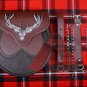 Scottish Kilt Semi Dress Sporran Real Brown Leather Stag Head Design With Chain