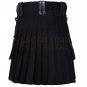 Scottish Handmade Utility Kilt For Men Black Utility Deluxe Hybrid Kilt & Custom Kilts