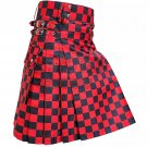 Scottish Handmade Utility Kilt For Men's Black & Red Utility Hybrid Deluxe Custom Size Kilt Scottish Handmade Utility Kilt For Men's Black & Red Utility Hybrid Deluxe Custom Size Kilt