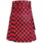 Scottish Handmade Utility Kilt For Men's Black & Red Utility Hybrid Deluxe Custom Size Kilt
