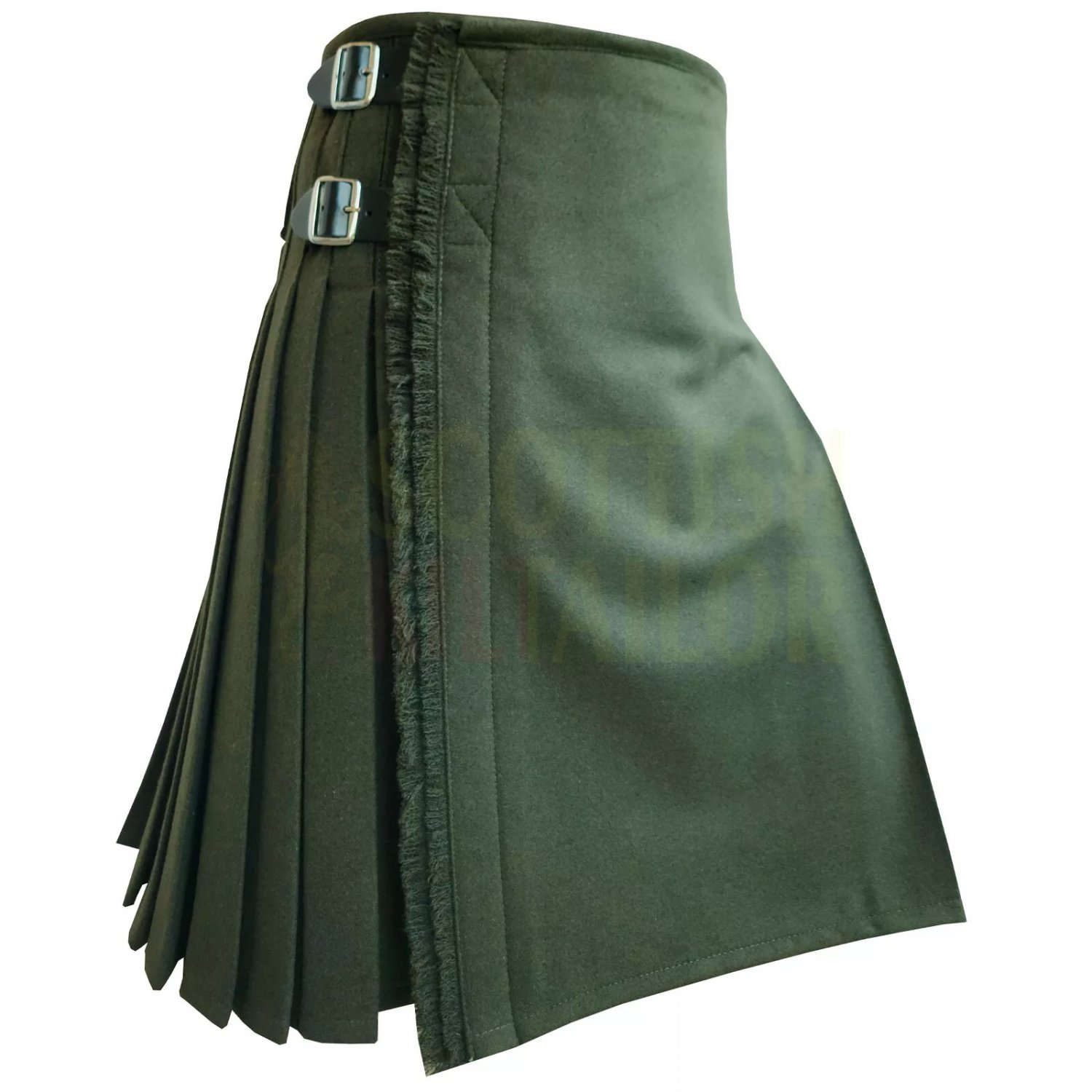Scottish Handmade Traditional 100% Olive Green Wool kilt Custom kilts For Men