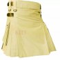 Scottish Handmade Utility Kilt Khaki Leather strap Utility Deluxe Custom Kilt