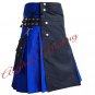 Scottish Handmade Utility Kilt For Men Black & Blue Utility Hybrid Fashion Kilt