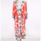 Fitshinling Oversize Beach Cover Up Kimono Vintage Print