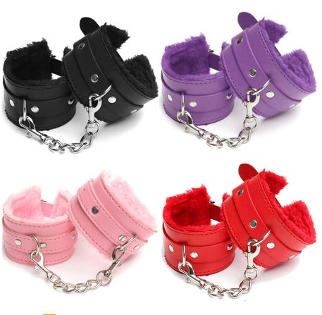 Sexy Adjustable PU Leather Plush Handcuff