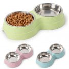 Double Pet Bowls Dog Food Water Feeder Stainless Steel Pet Drinking Dish