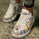 BLUE PAINTED WHITE SNEAKERS