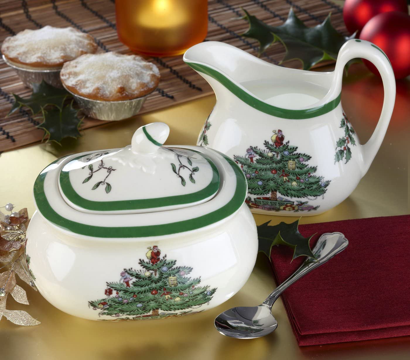 Spode Christmas Tree Sugar and Creamer Set