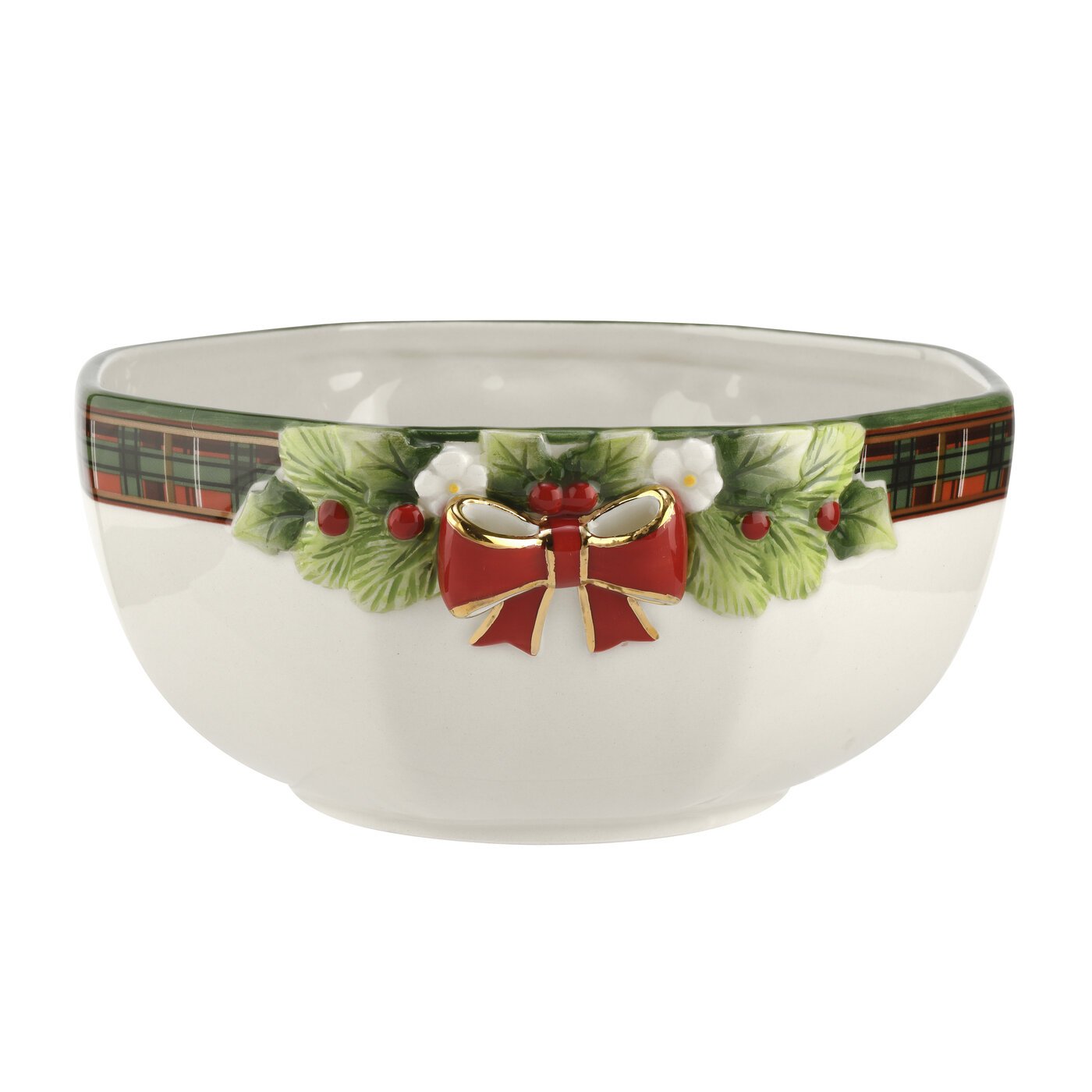 Spode Christmas Tree 2019 Tartan Octagonal 9 Inch Bowl