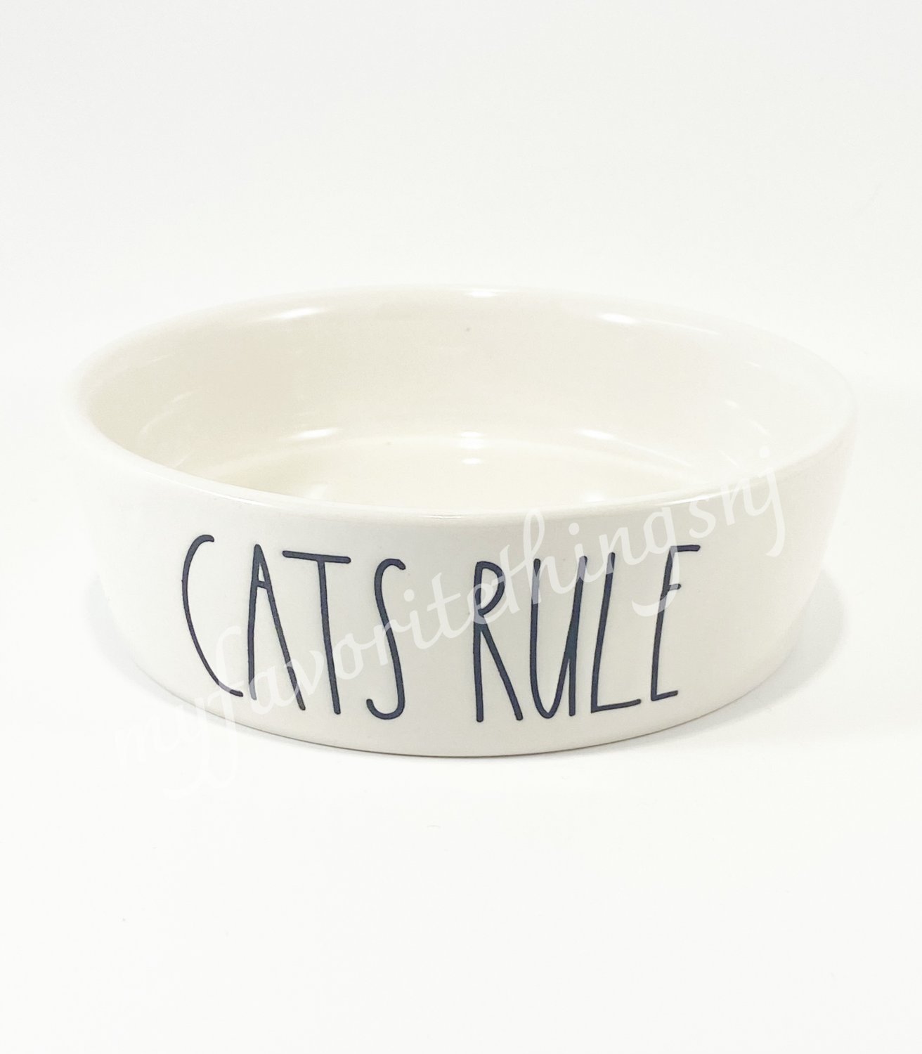Rae Dunn Cats Rule White Ceramic Food Bowl / Water Bowl