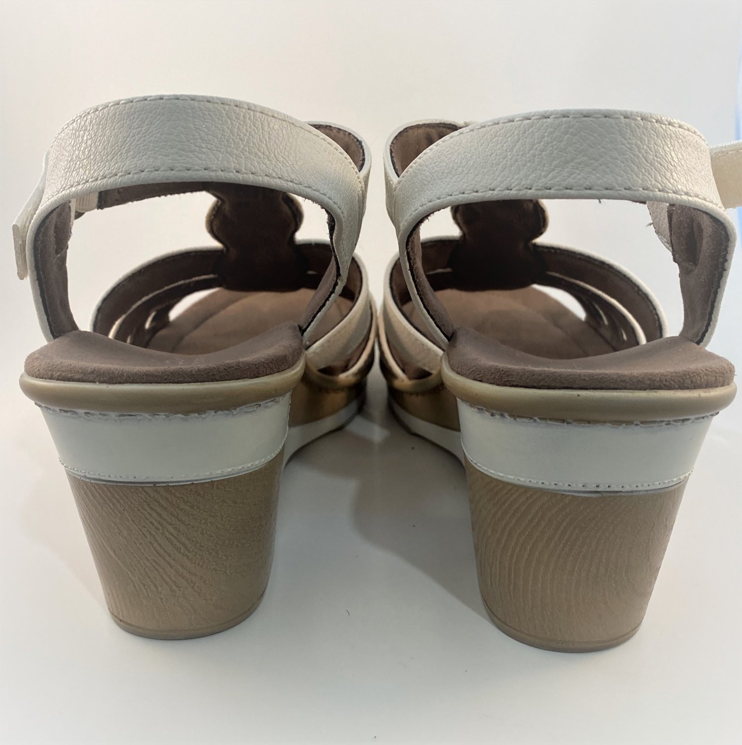 ladies white velcro sandals