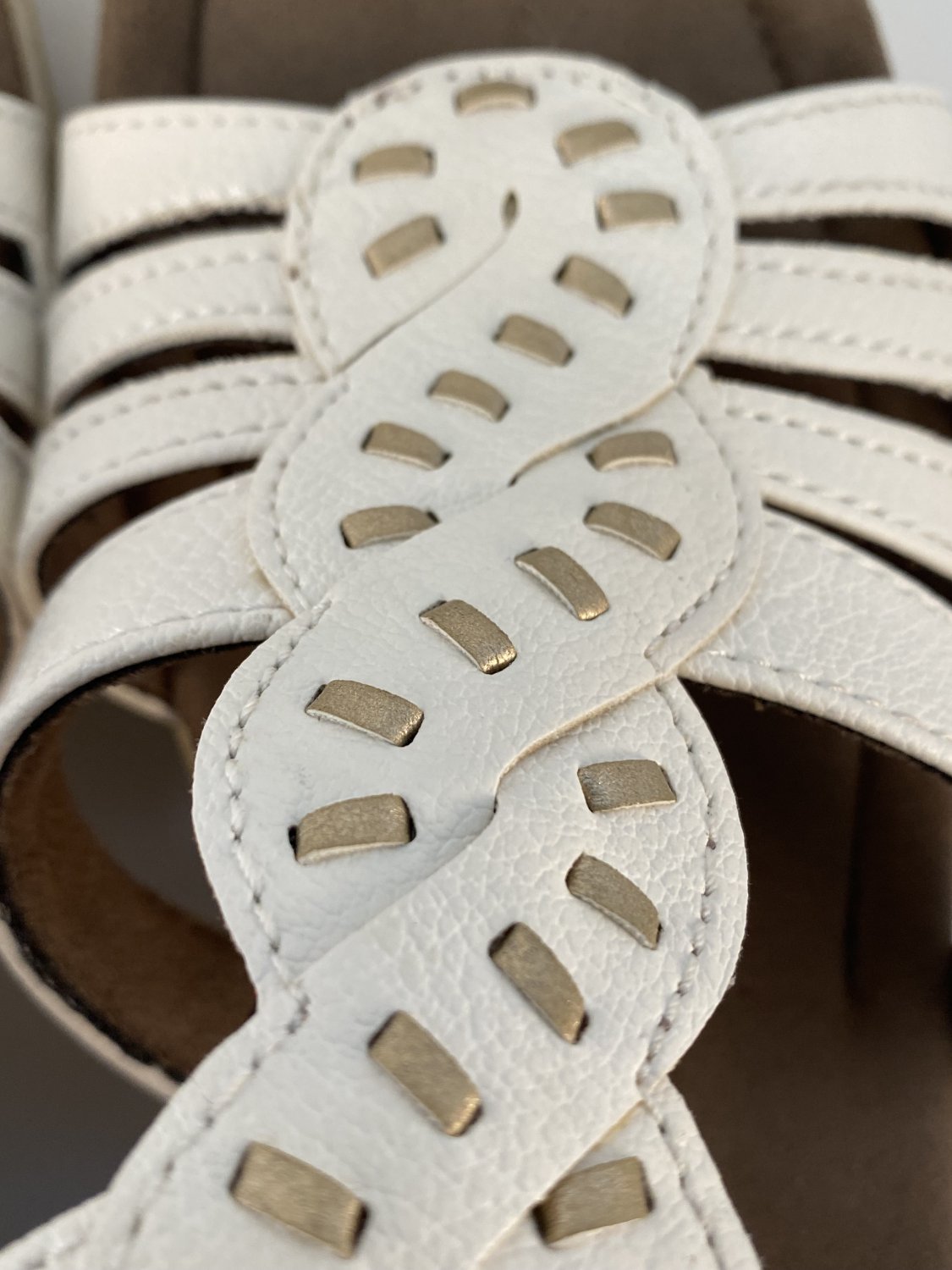 ladies white velcro sandals