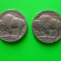 American Indian Head Baffle Nickels Five Cents - Set of 2(1936-1937).