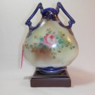 Antique Pre 1906 Victorian Col-Bolt Blue Vase Hand Painted WIth Gold Gilding