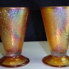 CARNIVAL GLASS Crackle Glass Footed Tumblers Lot 2