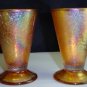 CARNIVAL GLASS Crackle Glass Footed Tumblers Lot 2