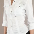 MurMur 3/4 Sleeve White Button Down Small Shirt