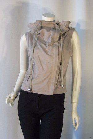 Small RYU Beige Squared Neck Sleeveless Jersey Jacket