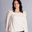 RYU Creme Off the Shoulder Small Top with Floral Details