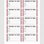 ENTER TO WIN Raffle Tickets Red Stub Black Letters | Downloadable PDF | Printable Tickets | Lotto