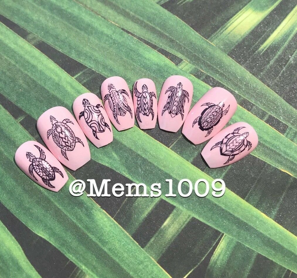 Polynesian Nail Art Decals (water Slide Decals) Polynesian Turtle Nail
