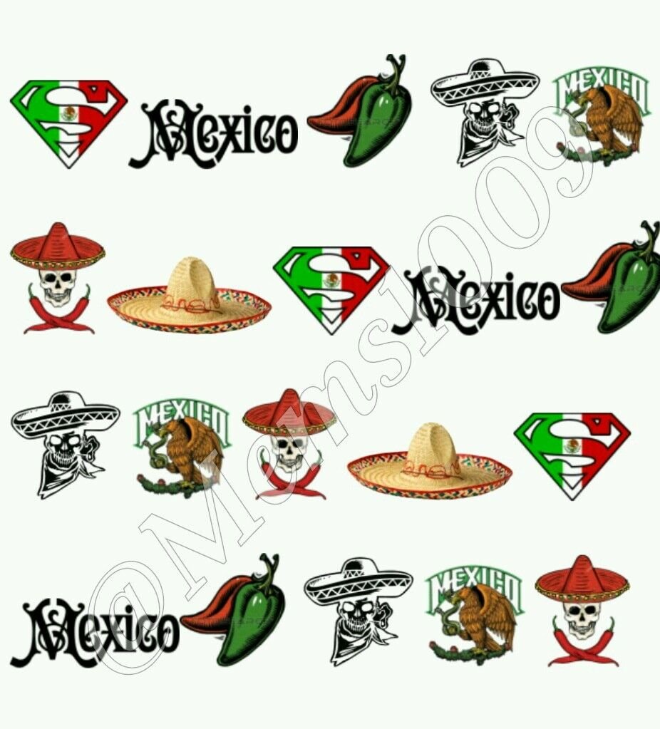 Mexican Nail art water decals Mexico nail decals!